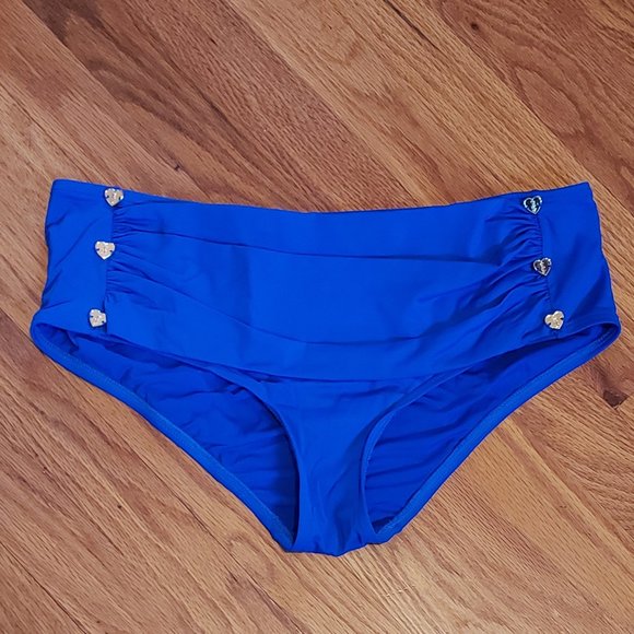 JUICY Couture BLUE Nautical Swim Bottoms Hearts XL - Picture 1 of 9